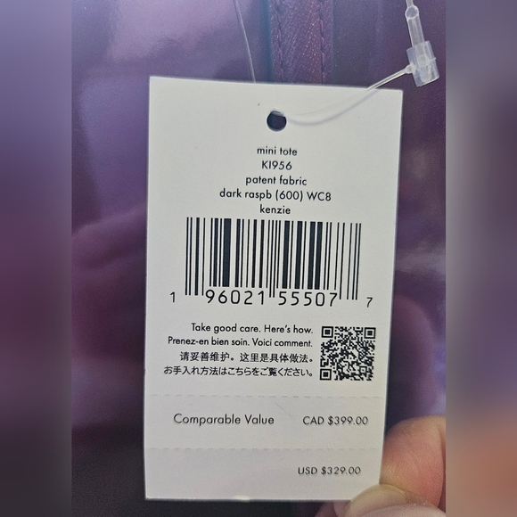 NWT Kate Spade Kenzie Patent Faux Leather Mini Tote Dark Raspberry - Picture 5 of 7